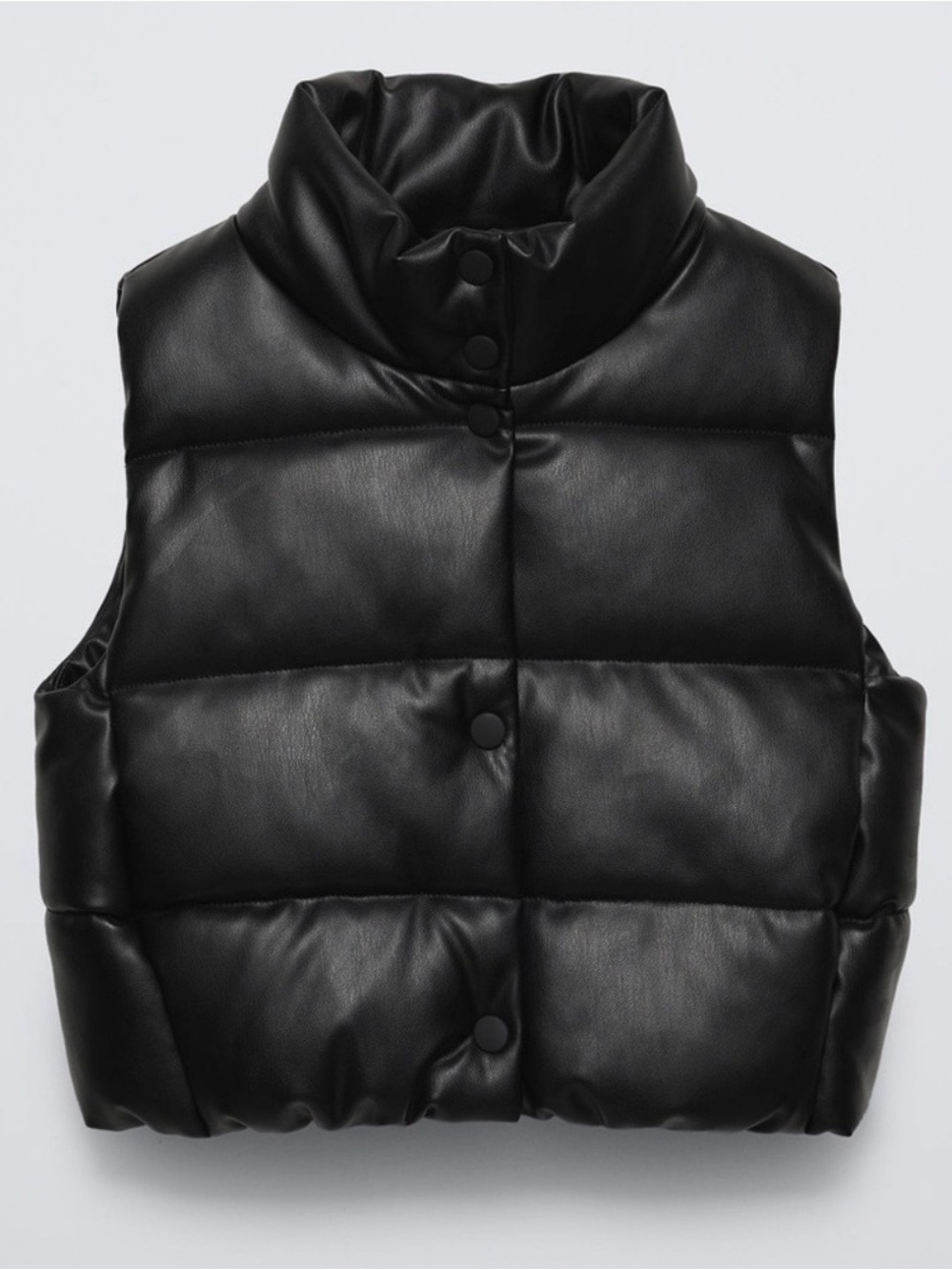 ZARA FAUX LEATHER PUFFER VEST BLACK SIZE MEDIUM